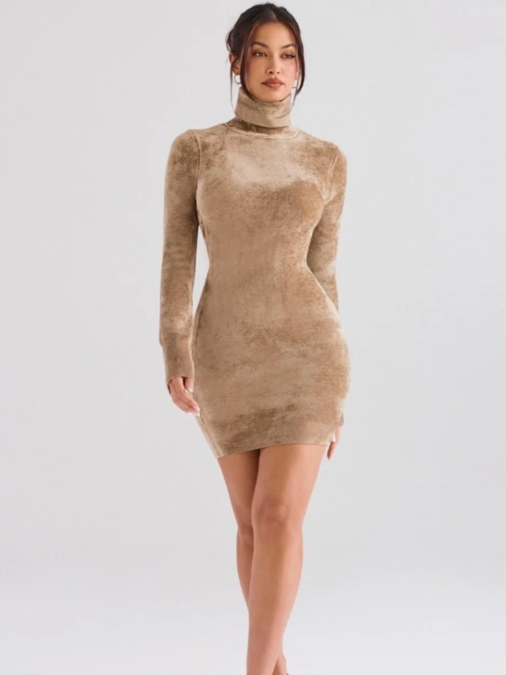 NEW House of CB Taya Chenille Mini Dress Musk